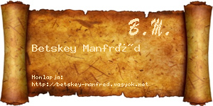Betskey Manfréd névjegykártya
